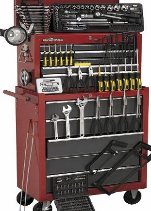 Sealey AP2250BBCOMBO Topchest and Rollcab Combination 14 Drawer with Ball Bearing Runners Tool Kit, Red/ Grey, Set of 239