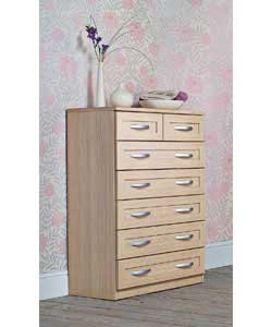 Framed Light Oak Chest 5 Wide and 2 Narrow Drawers