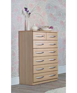Framed Oak Chest - 5 Wide and 2 Narrow Drawers