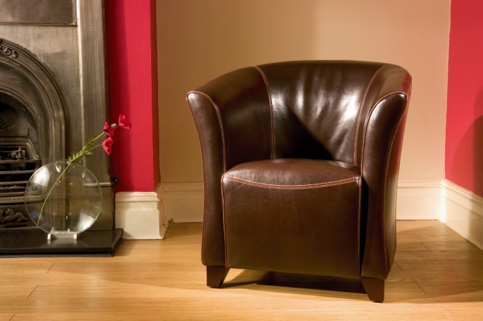 seattle Leather Tub Chair - Dark Brown Leather