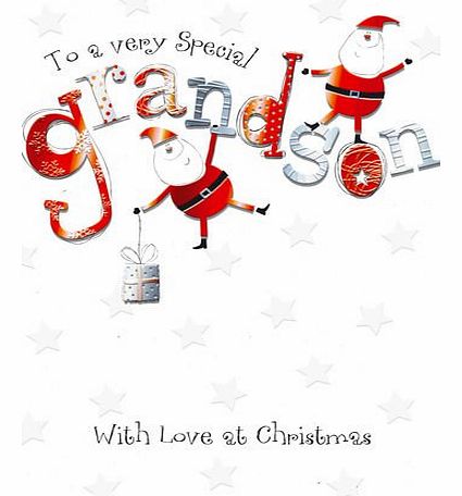 Second Nature `` To A Very Special Grandson `` Quality Embossed Christmas Card - XTF113