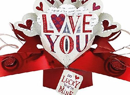 Second Nature Hearts Design ``Love You`` Valentines Day Pop-Up Card