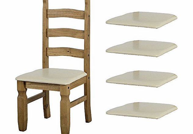 Seconique by Home Discount Set Of 4 Cream Faux Leather Seat Pads For Corona Dining Chairs