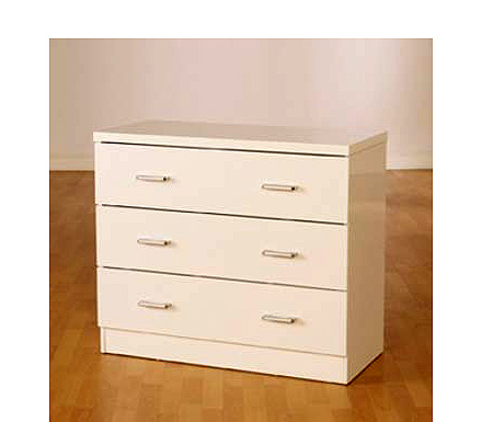 Seconique Charisma High Gloss 3 Drawer Chest in White -