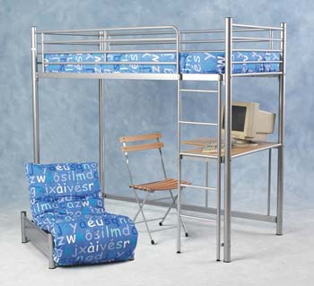 Seconique Colby Computer Bunk Bed with Futon