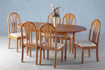 Seconique New Dorian Extendable Dining Set in Oak and Ivory