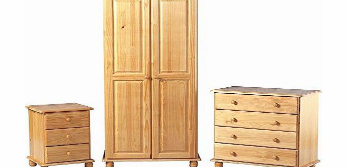 Seconique Pine Bedroom Furniture Set Pine Wardrobe Pine Chest of Drawers and a Pine Bedside Table