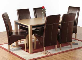 Seconique Treviso Dining Set in Oak and Brown