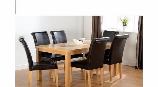 Seconique Wexford 59 Dining Set- Dunoon Chair Oak/Brown PU
