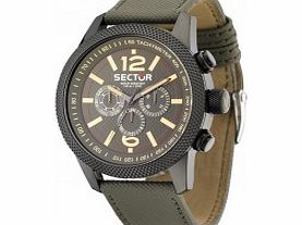 Sector Mens Overland Multi Dial Green Leather