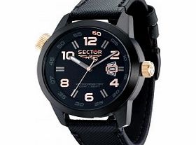 Sector Mens Oversize Black Leather Watch