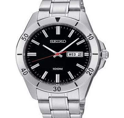 Seiko Mens Black Dial Bracelet Watch