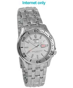 seiko Sport 5 Gents White Dial Bracelet Watch