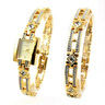 Ladies Gold Tone Crystal Set Decorative Bracelet and