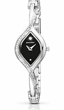 Sekonda Womens Quartz Watch with Black Dial Analogue Display and Silver Bracelet 2126.71