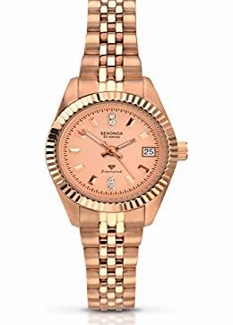 Womens Quartz Watch with Rose Gold Dial Analogue Display and Rose Gold Stainless Steel Bracelet 2063
