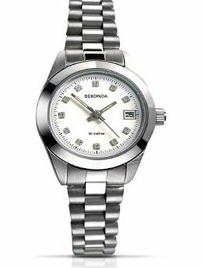 Womens Quartz Watch with White Dial Analogue Display and Silver Bracelet 4020.27