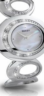 Seksy 4199 Ladies Eclipse Stone Set Case Mother of Pearl Dial Watch