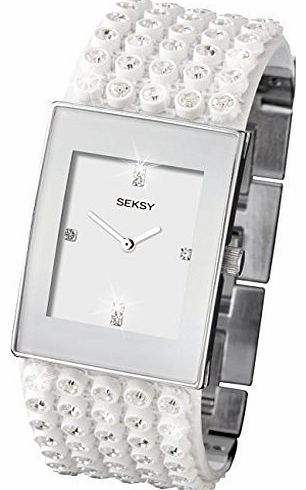 Seksy by Sekonda Ladies White Crystal set Cuff watch 4853