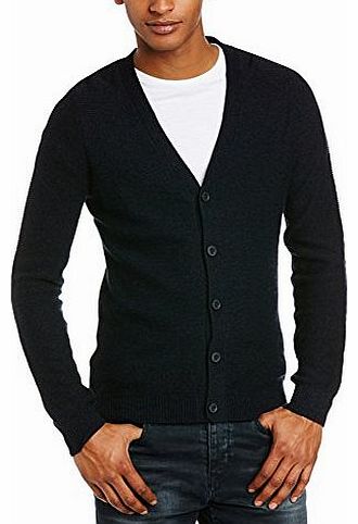 Homme Mens Cordell ID Button Front Long Sleeve Cardigan, Blue (Navy Blazer), Medium