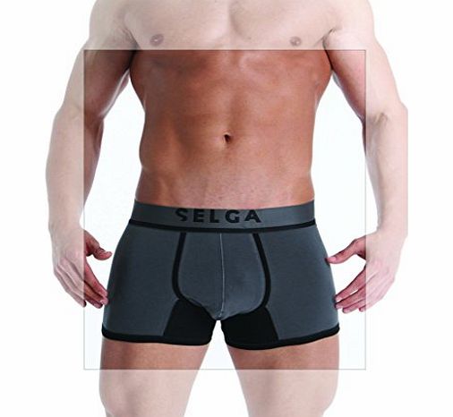 Selga Mens Underwear Boxer Shorts (Pack of 2) Cotton / Lycra Strech Trunks (S, Grey)
