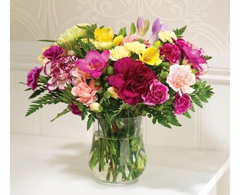 Friendship Bouquet Carnations and Freesias in Mixed Colours