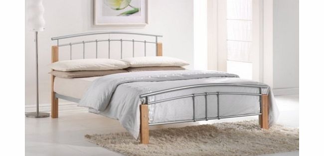 Serene Tetras 4Ft Silver/ Beech Small Double Bed Frame