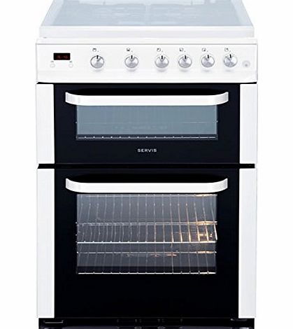 DG60W 600mm Double Gas Cooker Minute Minder White