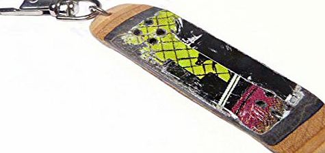 SESH Skateboard Keychain Key Ring, Recycled Skateboard, Skate Deck, Wood Keychain, Wood Keyring