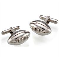 Silver Oval Rugby Ball Cufflinks by