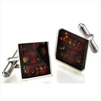 Seven London Silver Square Amber Cufflinks by