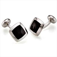 Seven London Silver Square Domed Onyx Cufflinks by