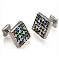 Seven London Silver Square Light Crystal Cufflinks by