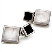 Seven London Silver Square Onyx and MoP Cufflinks by