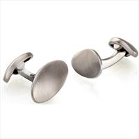 Seven London Twisted Oval Matt Silver Cufflinks