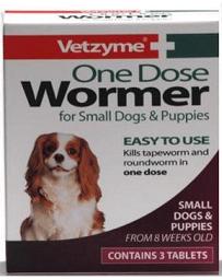 Vetzyme One Dose Wormer:For Small Dogs