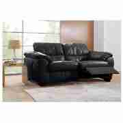 Large Leather Recliner Sofa, Black