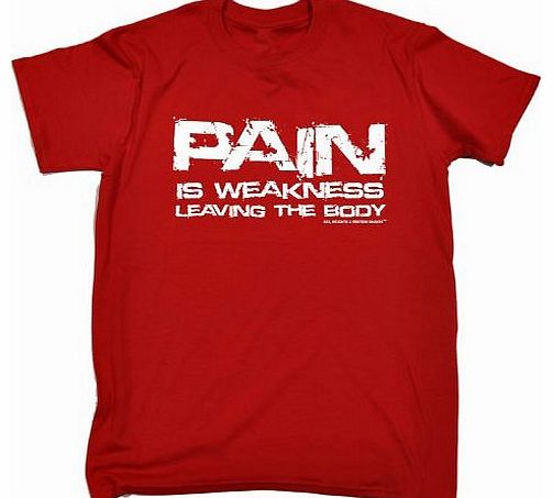 Sex Weights Protein Shakes PAIN WEAKNESS (XL - RED) NEW PREMIUM LOOSE FIT T-SHIRT - slogan funny clothing joke novelty vintage 