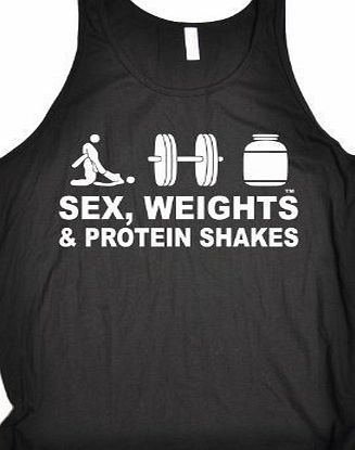 Sex Weights Protein Shakes SEX WEIGHT AND PROTEIN SHAKES - NEW PREMIUM TANK VEST TOP - BASIC D3 (L - BLACK) - Slogan Funny Clot