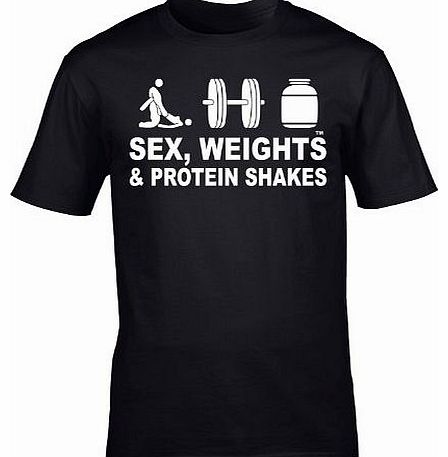 SEX WEIGHTS AND PROTEIN SHAKES (XXL - BLACK) NEW PREMIUM LOOSE FIT BAGGY T SHIRT - (BASIC DESIGN 3) Gym Fitness Body Building Golds Worlds Golds Worlds Workout Slogan Funny NoveltyVintage retro top Me