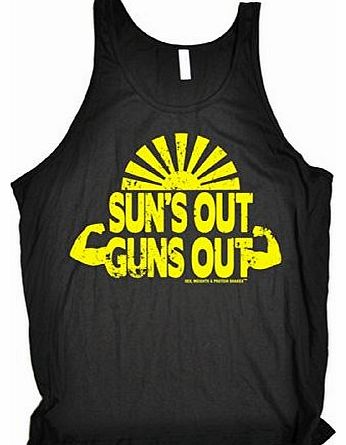 Sex Weights Protein Shakes SUNS OUT GUNS OUT (XXL - BLACK) NEW PREMIUM TANK VEST TOP (BE104) - Slogan Funny Clothing Joke Novel