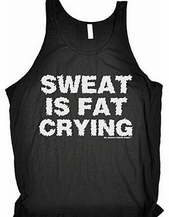 Sex Weights Protein Shakes SWEAT IS FAT CRYING (XS - BLACK) NEW PREMIUM TANK VEST TOP (BE104) - Slogan Funny Clothing Joke Nove