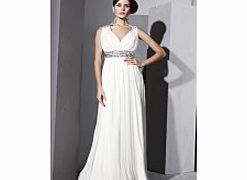 Sexy V-neck Sleeveless Chiffon Evening Dresses -