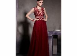 Sexy V-neck Sleeveless Satin Evening Dresses Red