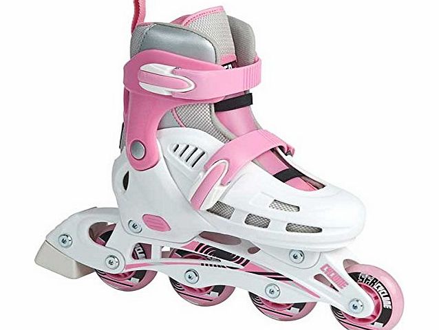 SFR Cyclone White/Pink Kids Adjustable Inline Skates Jnr 12-2