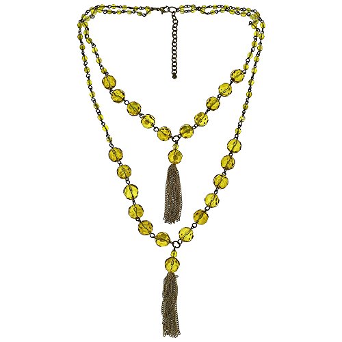 Contemporary Designer Yellow Translucent Bead Necklace Costume Fashion Jewellery