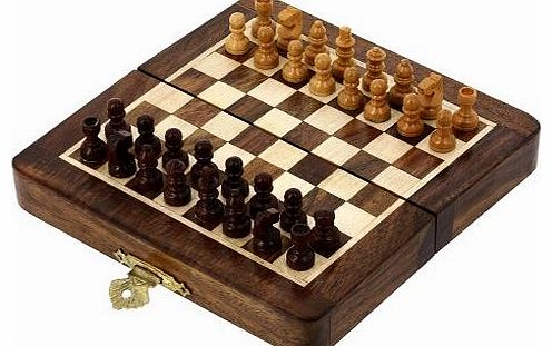 ShalinIndia Folding Travel Chess Set and Board Wooden Magnetic Pieces Unique Gifts