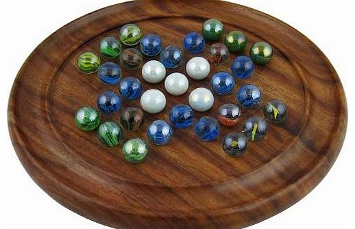 ShalinIndia Games Solitaire Board in Wood with Glass Marbles