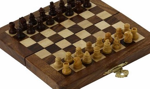 ShalinIndia Travel Folding Chess Set and Board Magnetic Wooden Pieces Gifts Unusual