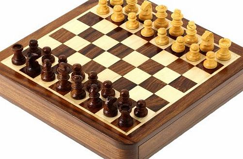ShalinIndia Travel Games Magnetic Chess Sets and Board Wooden Toys and Games 17.78 x 17.78 cm